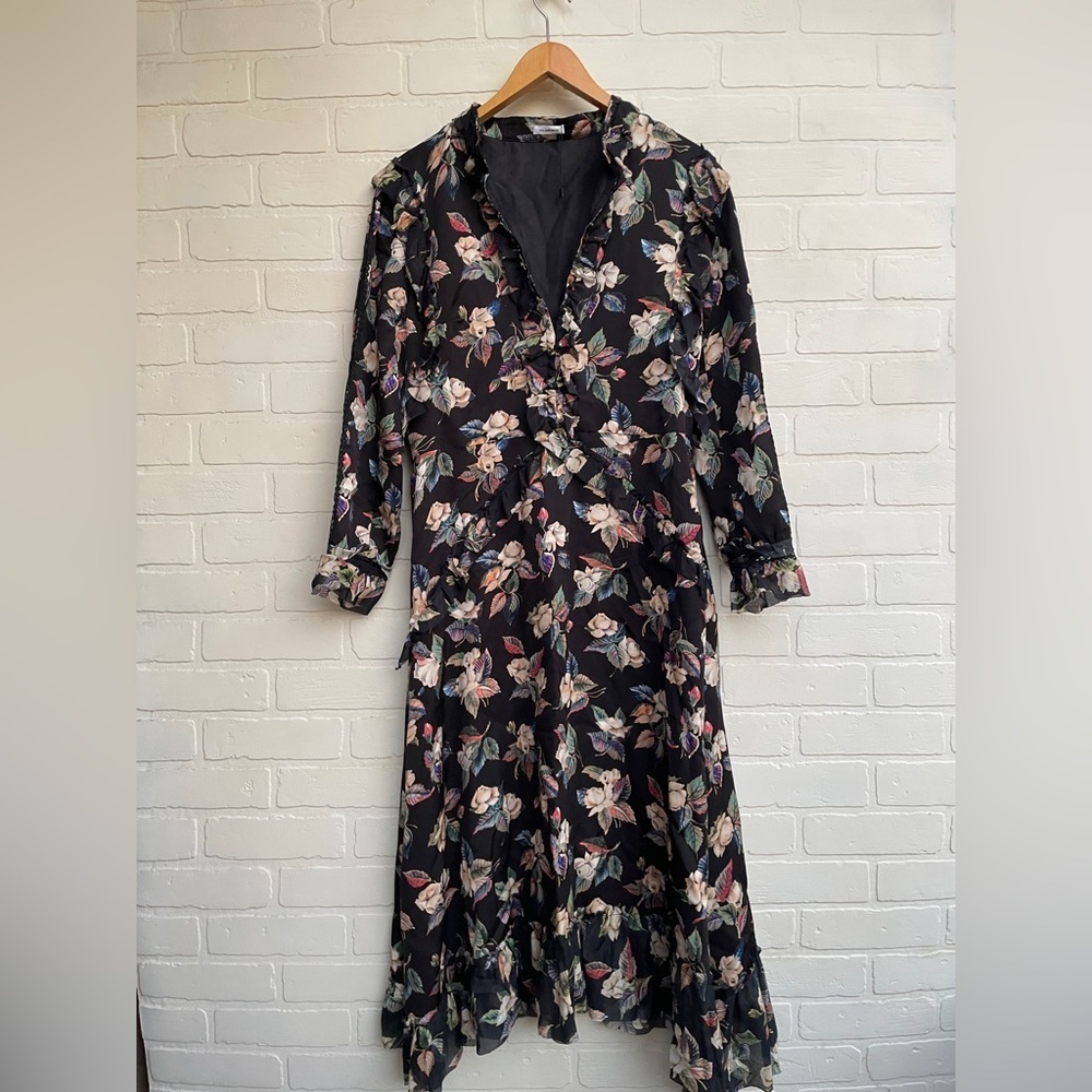 Vilshenko Midnight Floral Dress Women’s USA Size 10 Midi Length